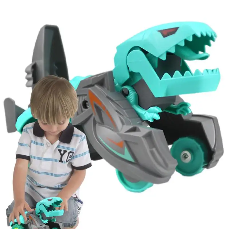 Automatic Dinosaur Transform Toy Car 2 In 1 Transforming LED Dino With Music Light For Kids 3+ Years Old Birthday Gift