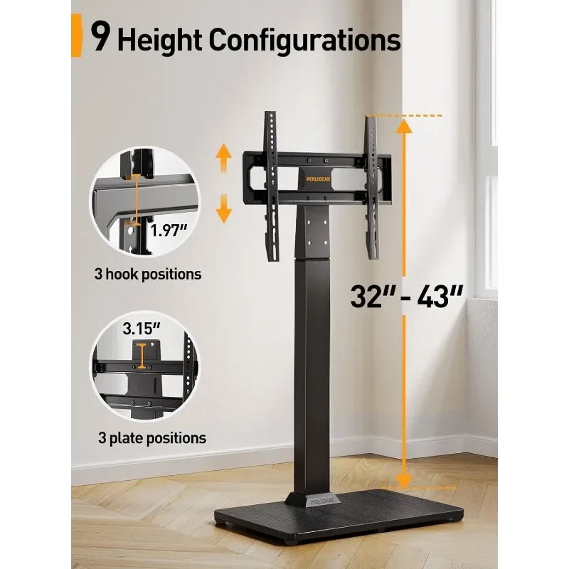 Floor TV Stand with Mount for 32-70 inch TVs up to 88lbs, Floor Standing with Height Adjustment, Swivel TV Stand with Wood Base