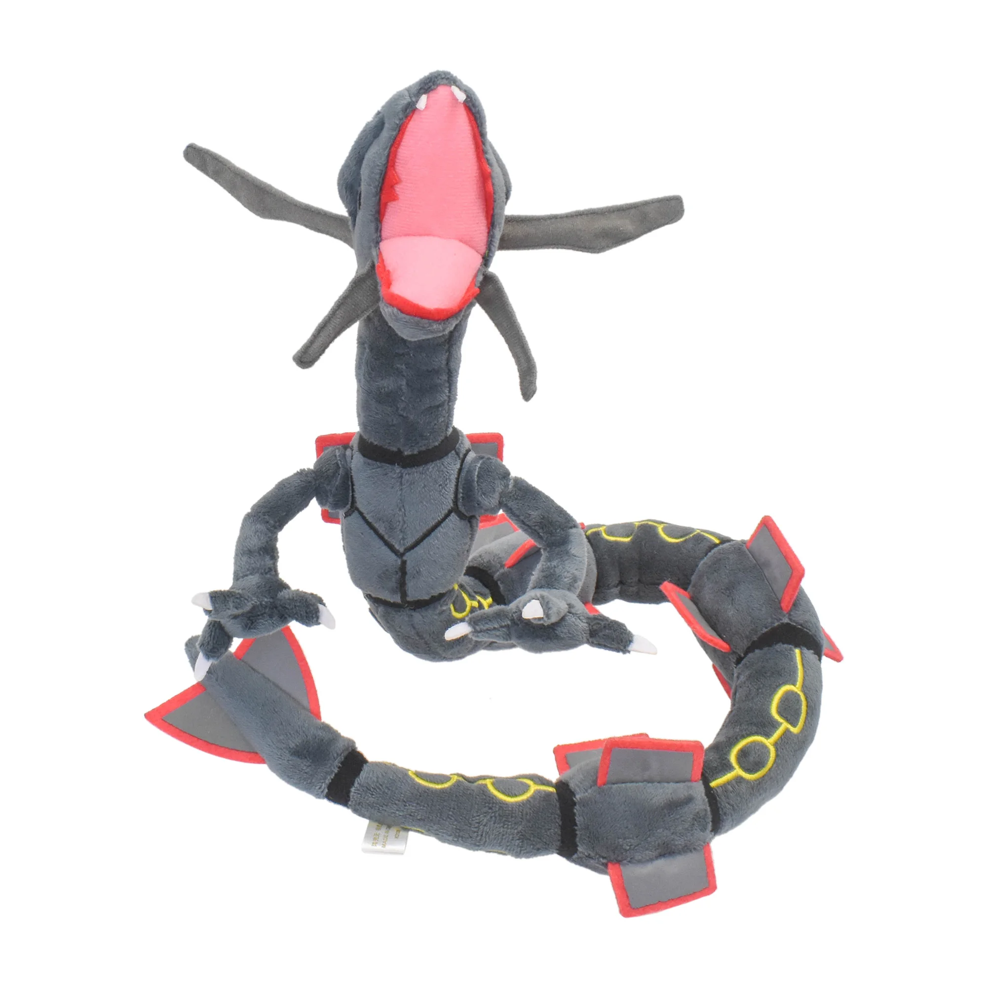 Shiny Rayquaza peluche gioco di peluche per regalo da collezione, peluche morbidi, simpatico personaggio dei cartoni animati nero 12 pollici