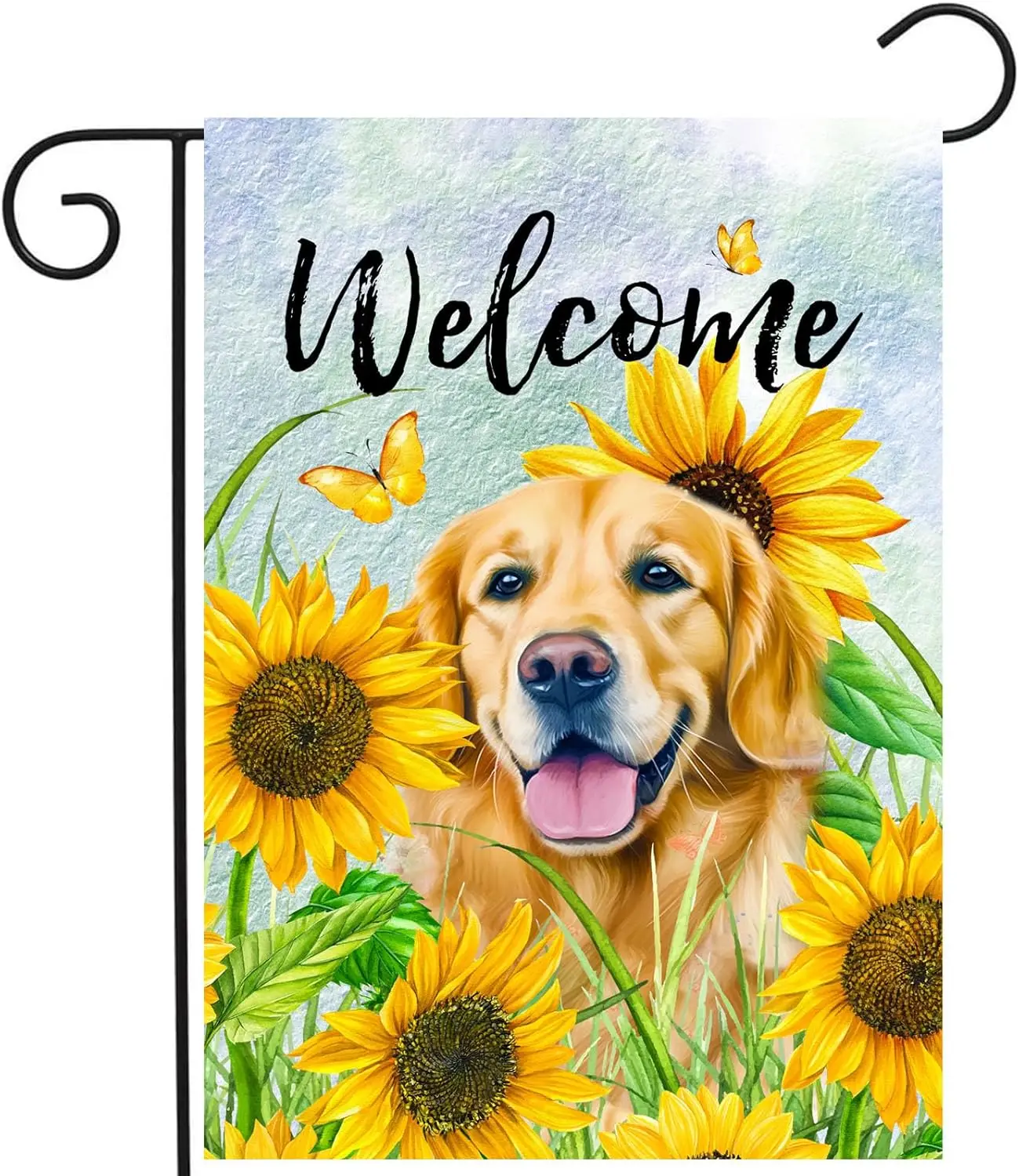 

Sunflower Golden Retriever Garden Flag Summer Spring Garden Flags for Outside Floral Dog Yard Flag Small Outdoor Welcome Flags 1