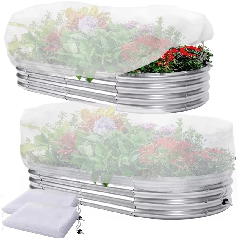

Outdoor Garden Netting Raised Bed Mesh Cover Drawstring Plant Protector Bird Pest Barrier Vegetables Fruits Flowers Protector