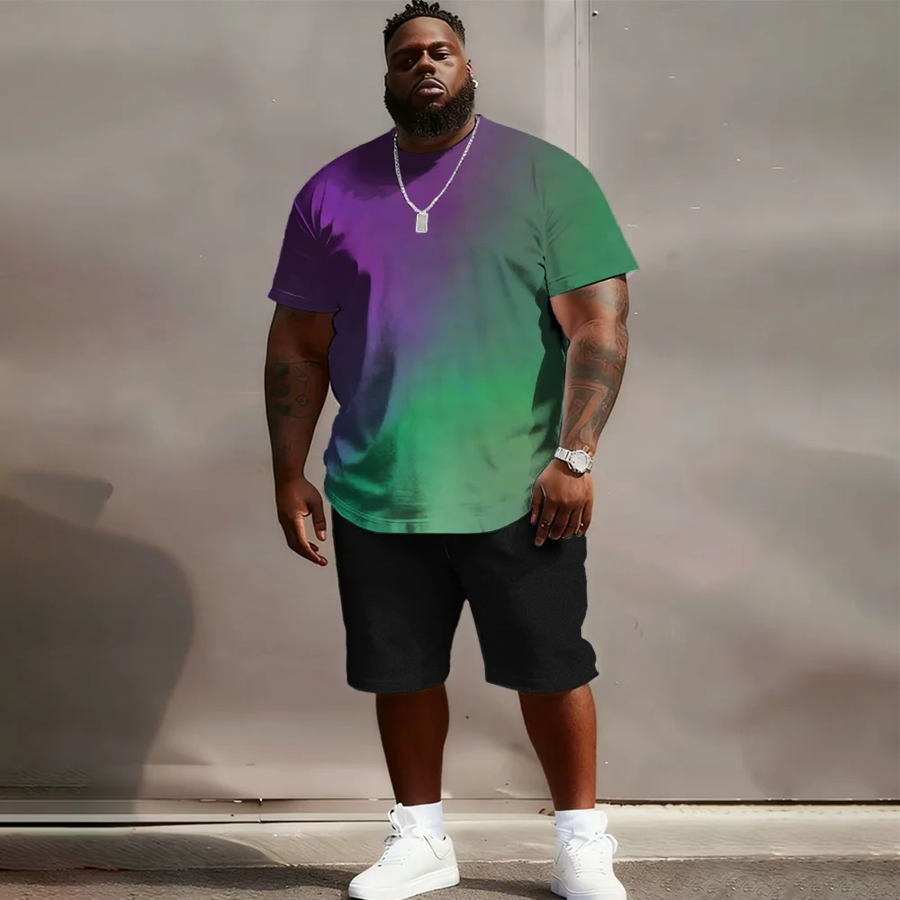 

S-9xl plus size Men's Short Sleeve Set: Iridescent Chic - 2-Piece Big & Tall Fit, Soft Breathable Fabric, Subtle