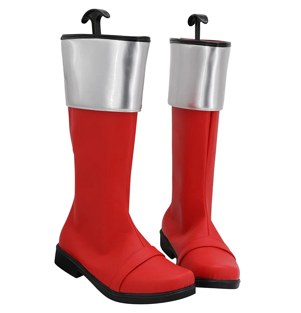 Mirai Sentai Timeranger botas de Cosplay con temporizador, zapatos rojos hechos a medida