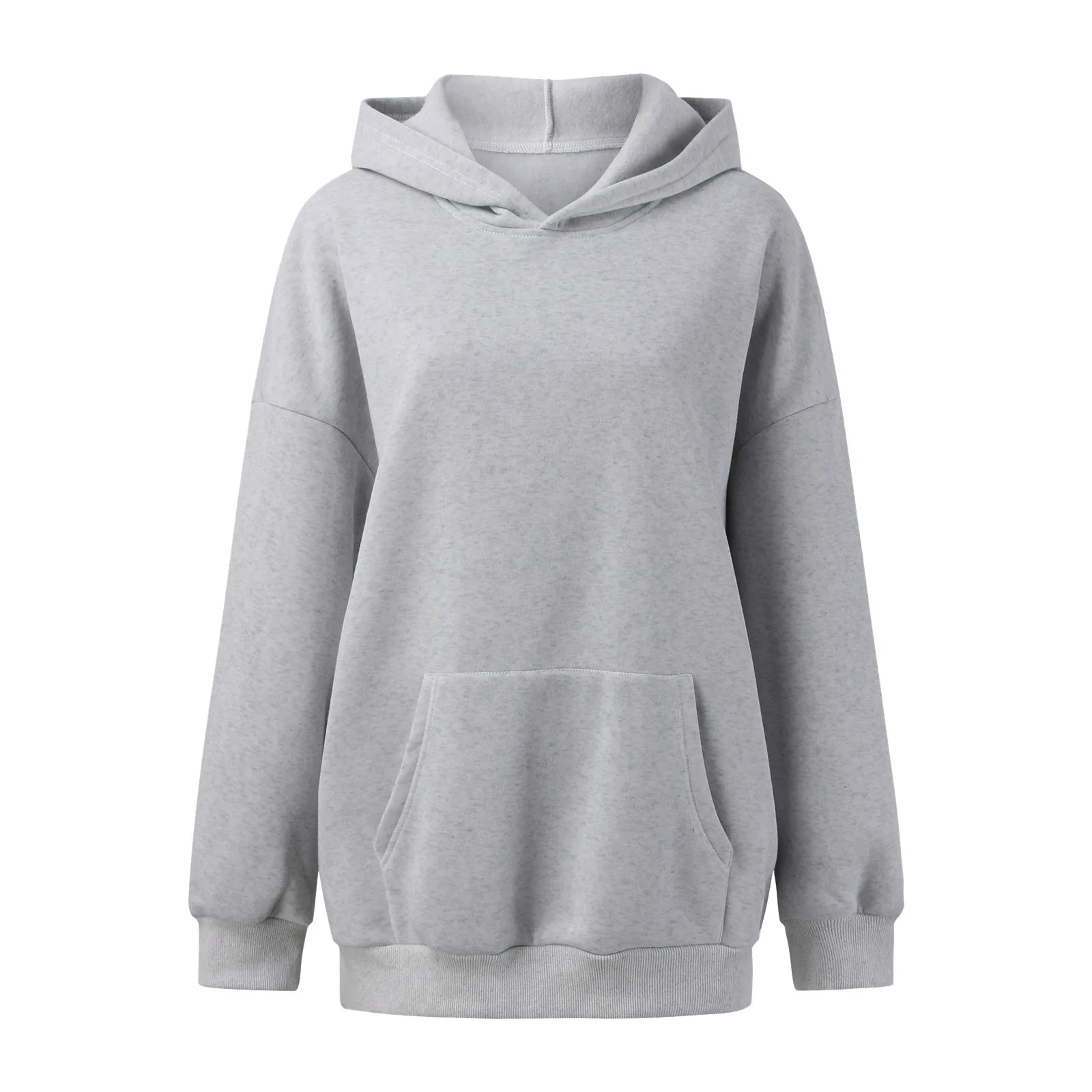 2024 Women Solid Color Soft Sweatshirt Fleece Female Clothes Winter Hooded Ladies Style Type Grey Hoodies White Hoodie Tops