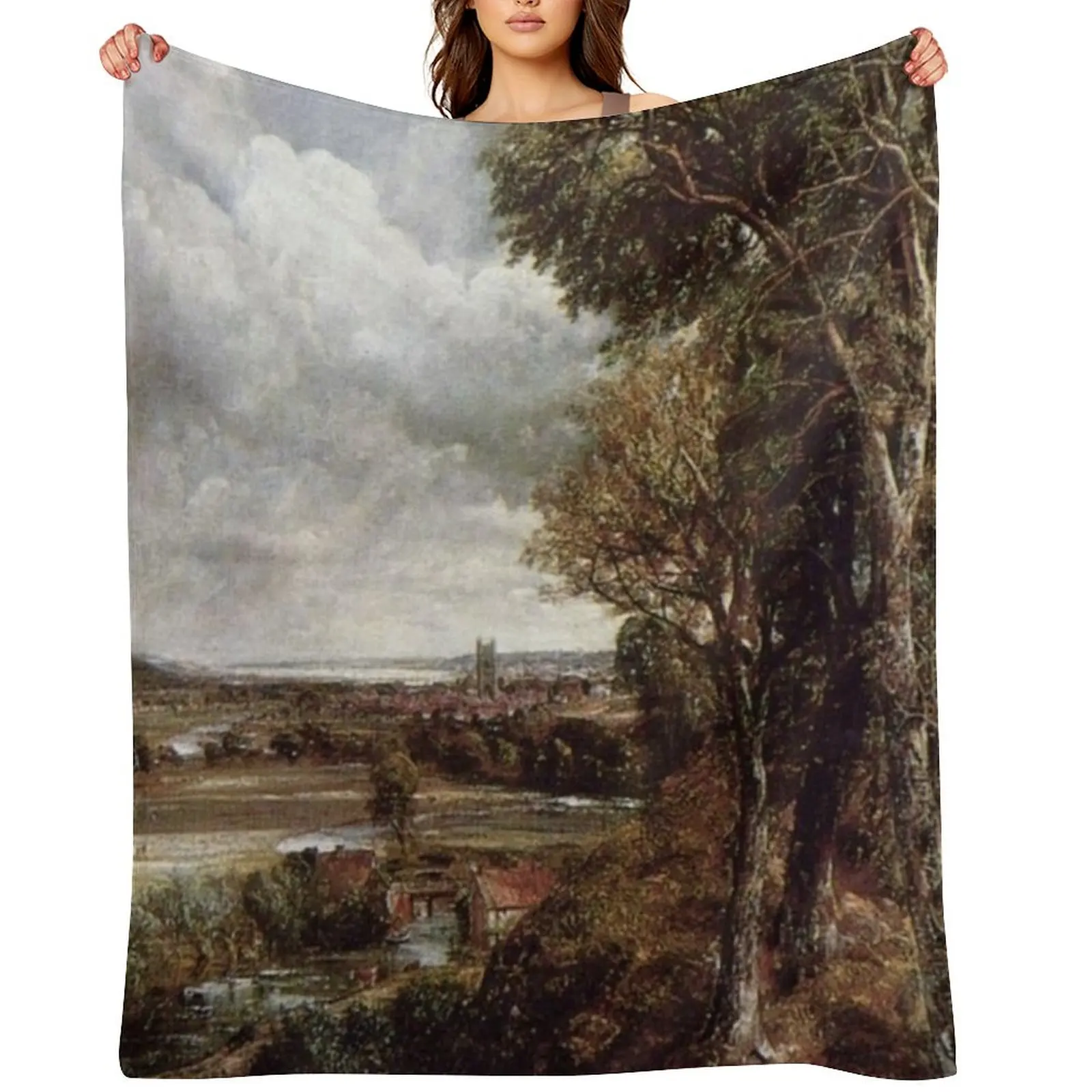 

John Constable - The Vale Of Dedham Throw Blanket Furry Camping for sofa wednesday Blankets