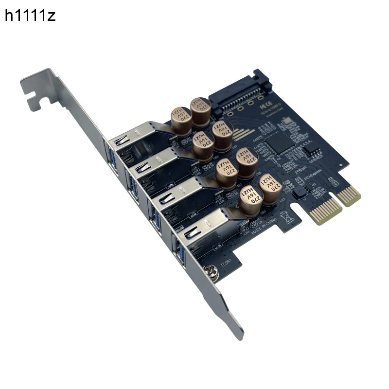 

PCIE USB 3.2 5Gbps Expansion Card Riser PCI Express X1 to 4 Ports USB 3.2 HUB Adapter NEC Controller with SATA Power for Desktop