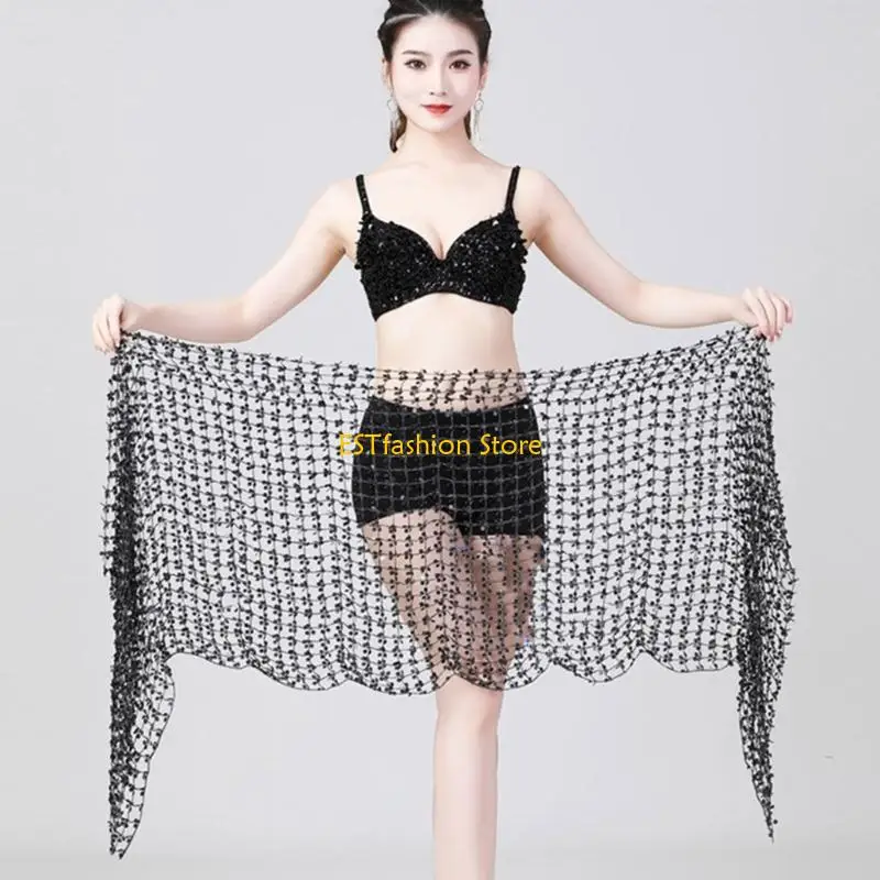 Y5GC Women's Sequins Skirts Sparkly Glitter Minis Skirt Side Slit Short Skirt Beach Bkinis Coverups Skirt for Party Clubwears
