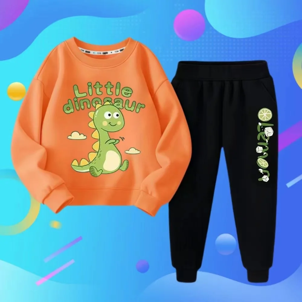 Frühling Baby Jungen Kleidung Set Kind Mädchen Cartoon Dinosaurier Gedruckt Sweatshirts Pullover Top Und Hosen 2PCS Anzug Kinder Trainingsanzüge