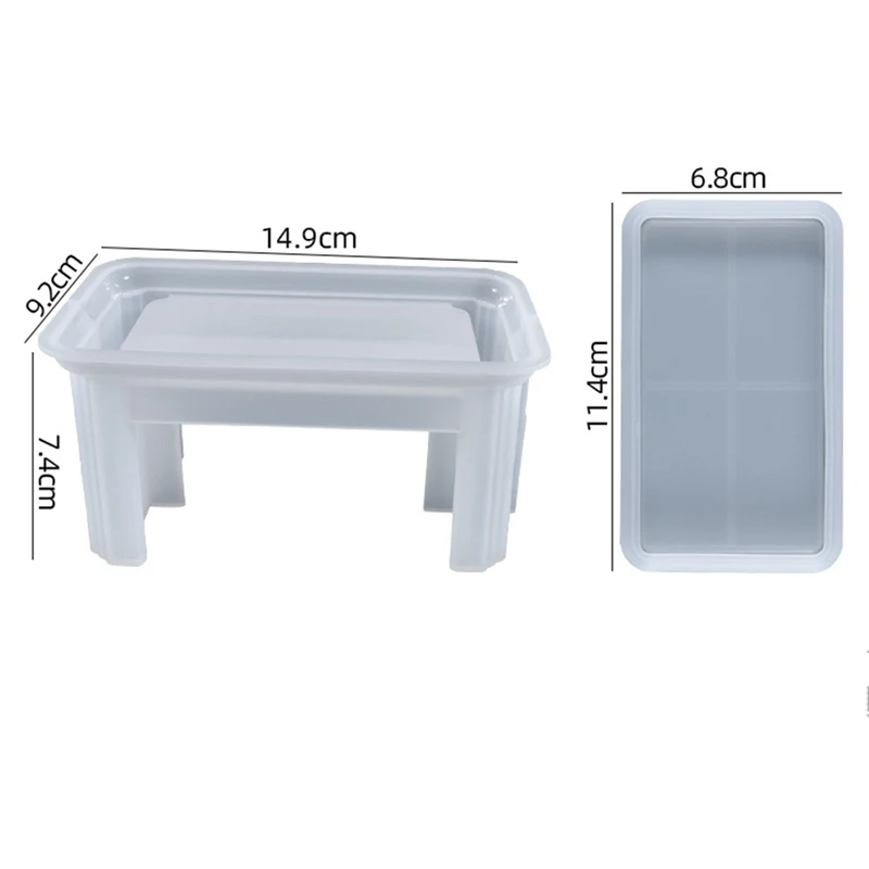 5Pcs Rectangle Coaster Silicone Mould Storage Box Epoxy Mold Cup Mat Home Ornament DIY Tray Resin Molds Jewelry