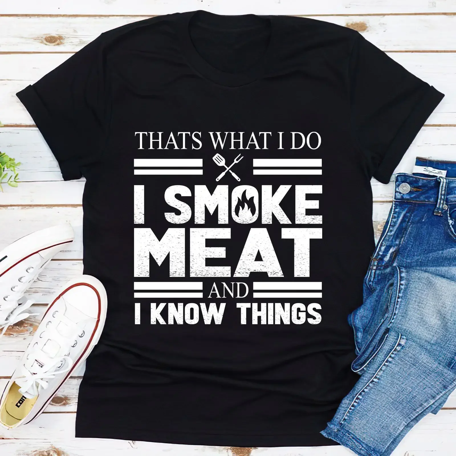 Funny BBQ Smoker T Shirt Meat Lover Pitmaster  vintage Washed graphic Versatile Stretched Breathable Unisex Stylish