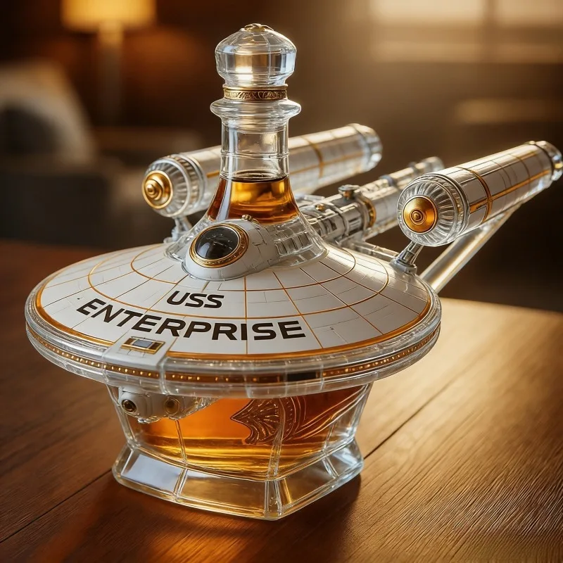Декантер для алкоголя в стиле Star Trek USS Enterprise NCC-1701, коллекционная стеклянная бутылка для виски для любителей научной фантастики