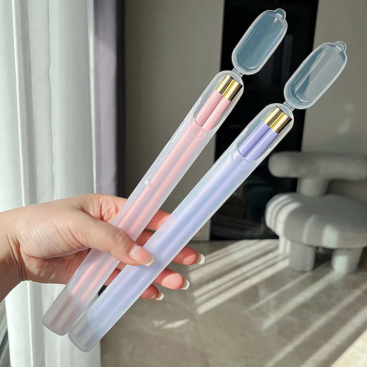 1pair Macaron Colors Alloy Chopsticks with Storage Box Reusable Anti Slip Durable Sushi Chopsticks Suitable for Student Holiday