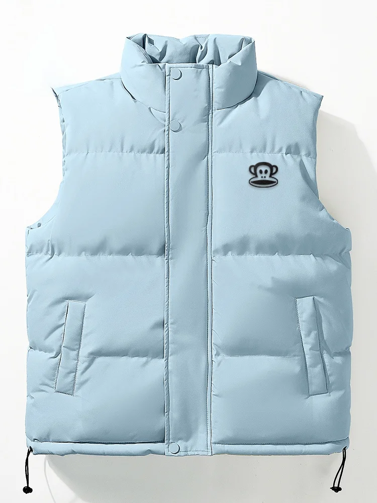 

Thiened Fce Lined ex Vest Winter Warm Stand Collar Svel Animal Patterned Casual Faion for Teens