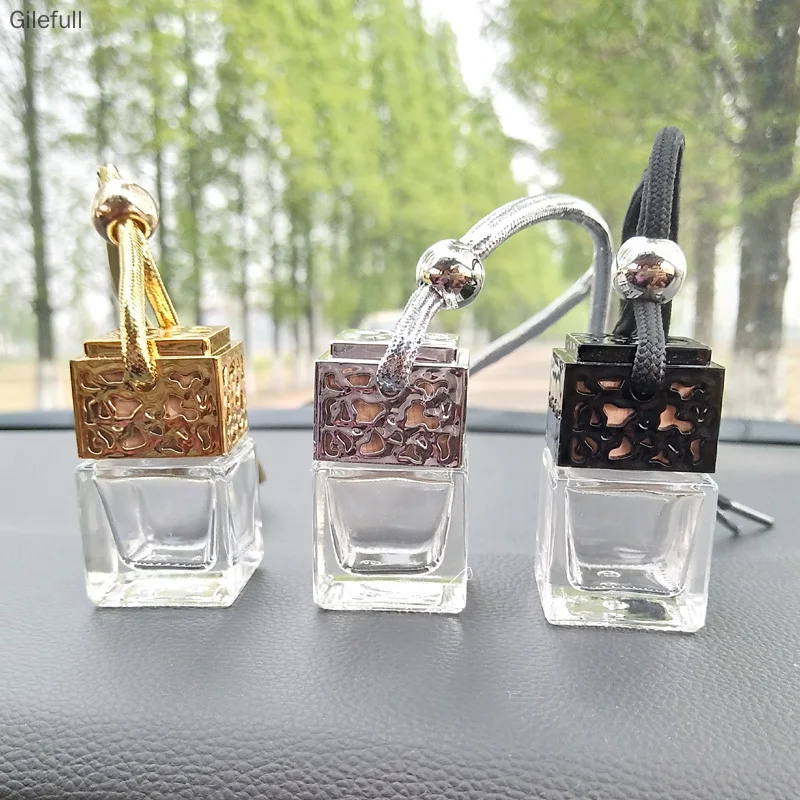 Wholesale 8ML Car Air Freshener Hanging Glass Bottle Auto Perfume Diffuser Bottle For Essential Oils Fragrance Ornament Interior