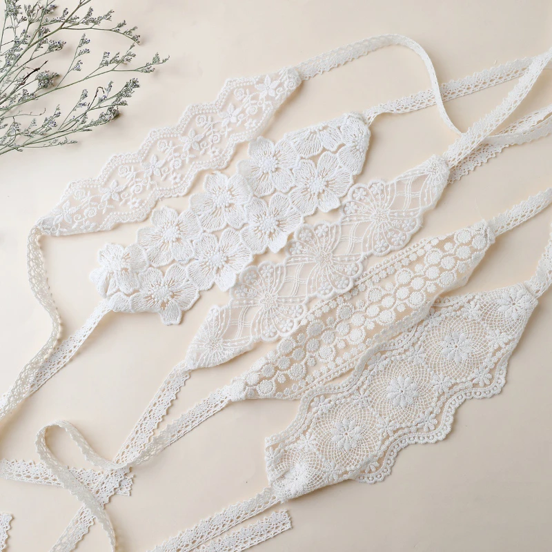 

Girls Hollow Out Headbands Cute Baby Elastic Hair Band Newborn Lace White Jacquard Floral Princess Photo Props Hair Accessories