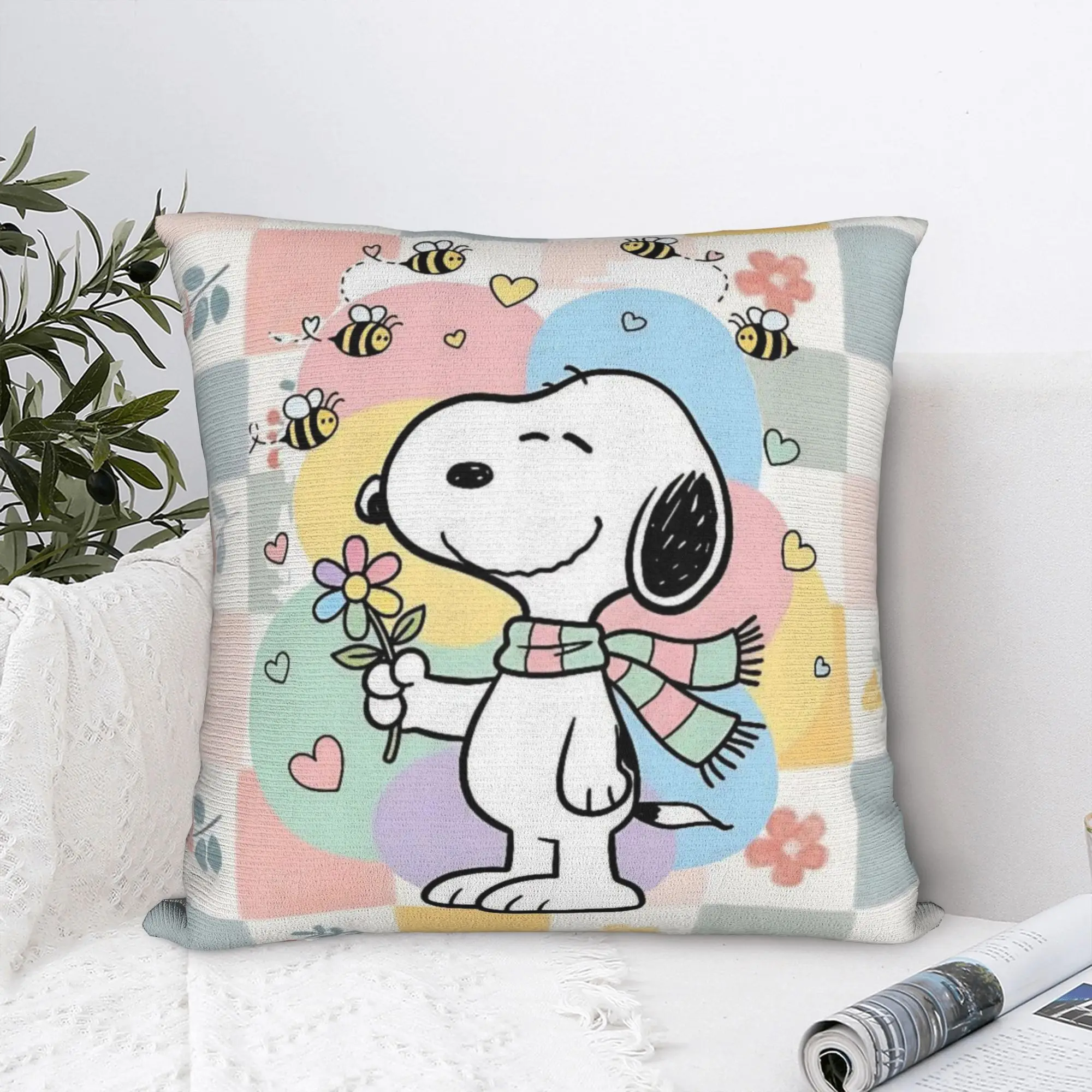 Cartoon Cute S-Snoopys Pillowcase Polyester Cushion Cover Decoration  Throw Pillow Case Cover Home Zippered 40*40cm