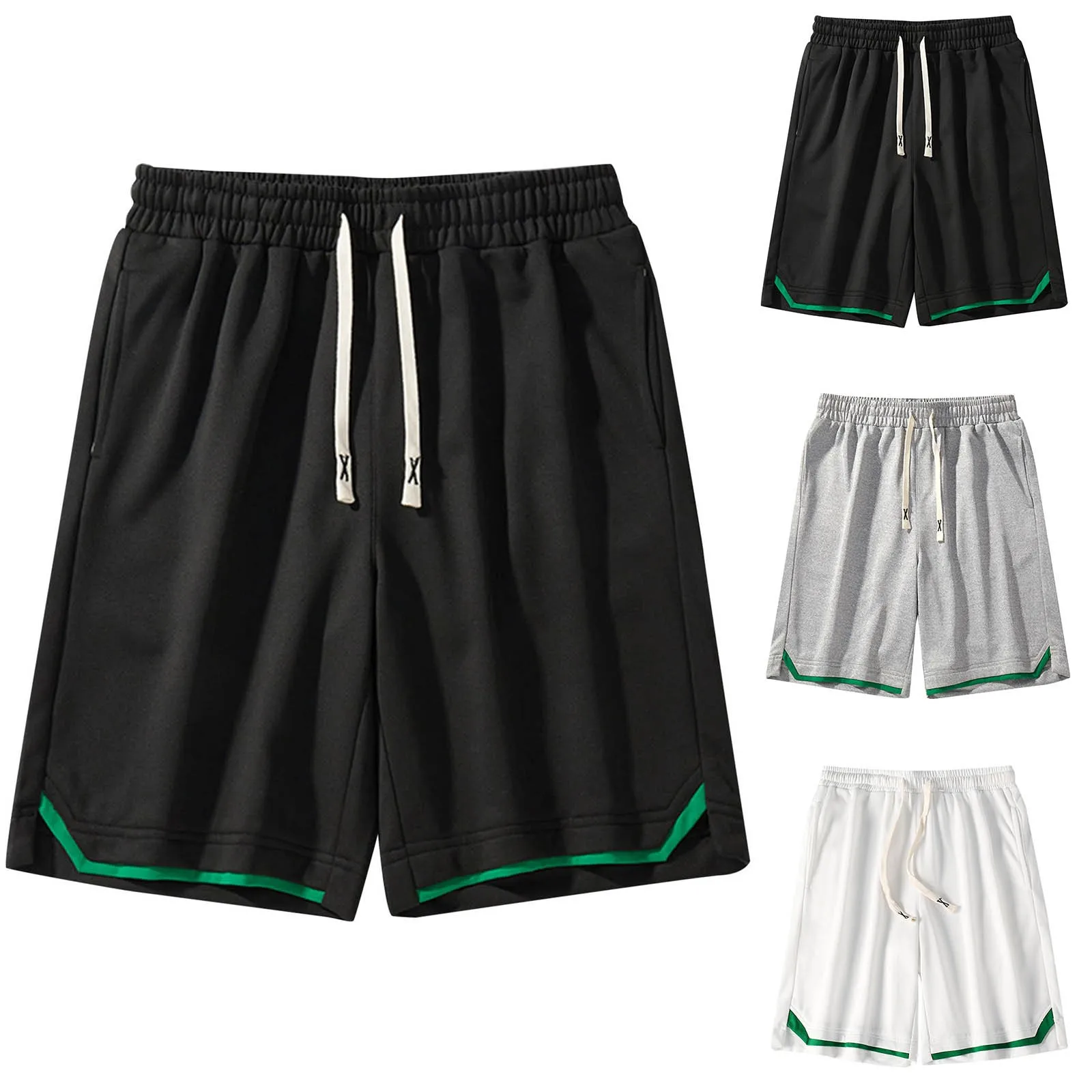 Male High Quality Oversized Pure Color Simple And Versatile Soft Drawstring Shorts Summer Casual Sports Five Length Pants