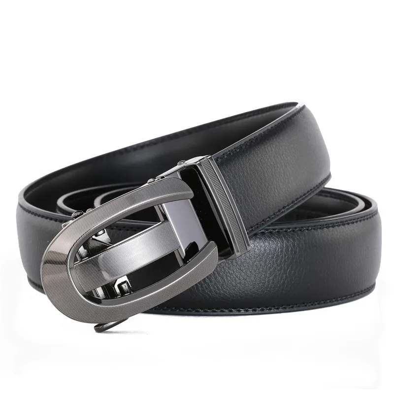 Cintura in pelle da uomo Premium 2025 - Cinturino per pantaloni eleganti con fibbia automatica da lavoro - Chiusura regolabile in lega per ufficio (Nero/Marrone)