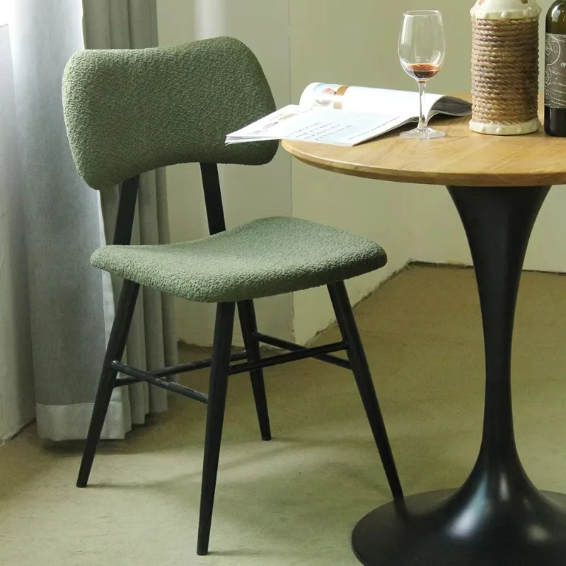 Modern White Teddy Velvet Dining Chairs for Breakfast bar Coffee Shops Cafe Metal Leg Dining Chair