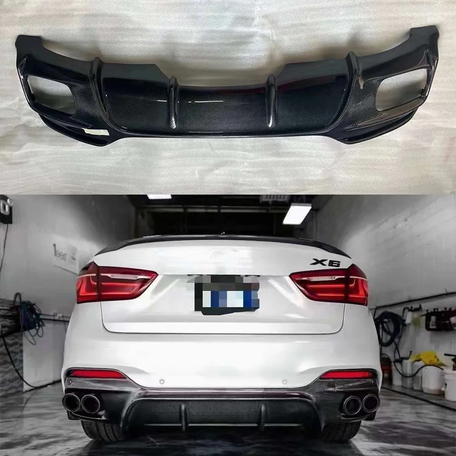 

For BMW X6 F16 X6M F86 2014-2018 3D Style Carbon Fiber Car Rear Bumper Diffuser Rear Splitters Spoiler Back lip Upgrade body kit