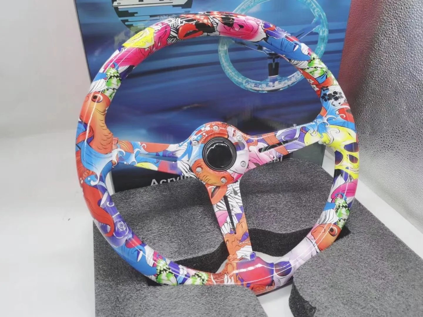 New cartoon pattern printing Steering wheel 14inch 350mm racing Steering wheel acrylic ordinary racing steering wheel