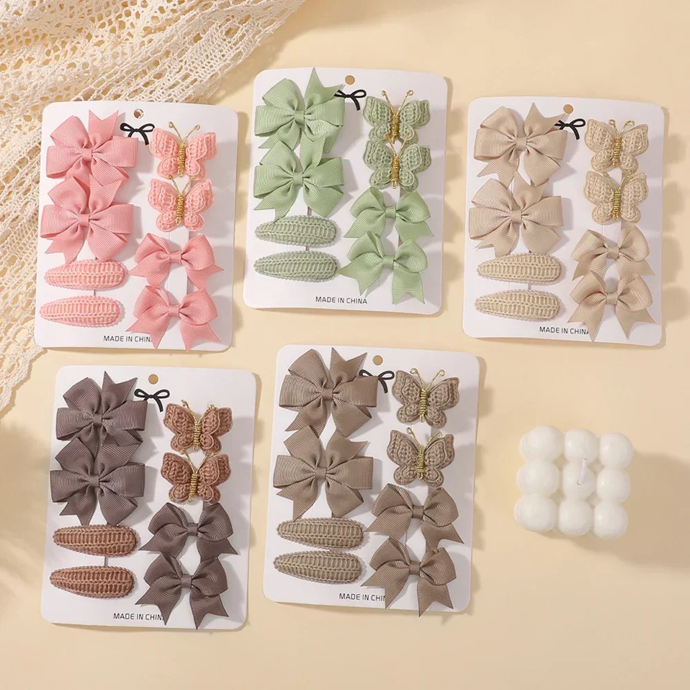 BABY BOWS 8-teiliges Set Schmetterlings-Haarspangen für Babymädchen, handgemachte Strick-Haarnadeln, Geschenk-Kopfbedeckung, Kinder-Haaraccessoires – Detail 7
