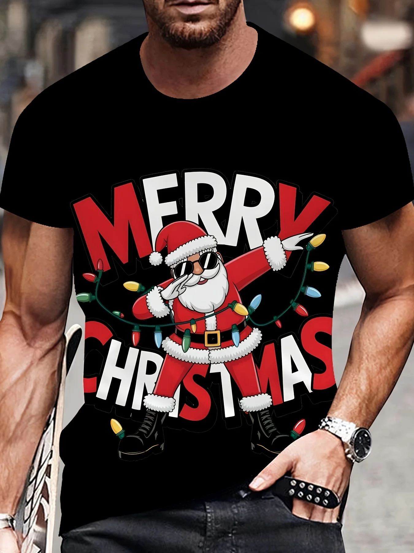 

Funny 3D Santa Claus Printed Men's T Shirt Hip Hop Trend Harajuku X'mas Clothing Casual Crew Neck Short Sleeve Fashion Loose Top
