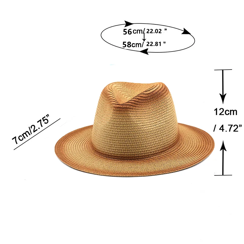 Vintage Panama Hat Men Straw Fedora Male Sun hat Women Summer Beach British Style Chapeau Jazz Trilby Cap Sombrero