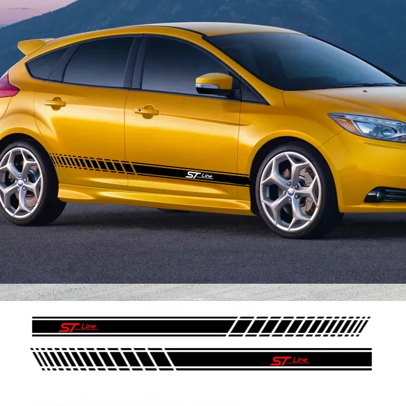 2Pcs STLINE Car Body Sticker For Ford Fiesta Mondeo Fusion Escape Edge Ecosport Focus Ranger Ghia MK2 MK3 MK4 KUGA