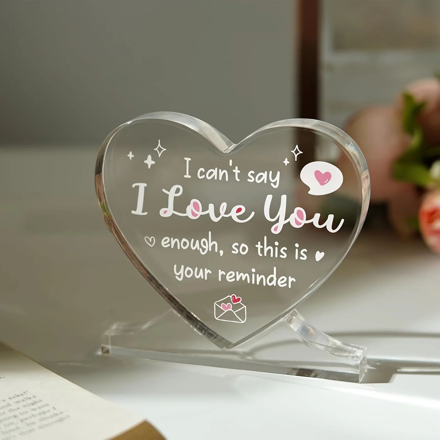 I Love You Gifts for Her Him, Heart-shaped Acrylic Plaque, Anniversary, Valentines Day Gifts for Girlfriend, Wife, Boyfriend