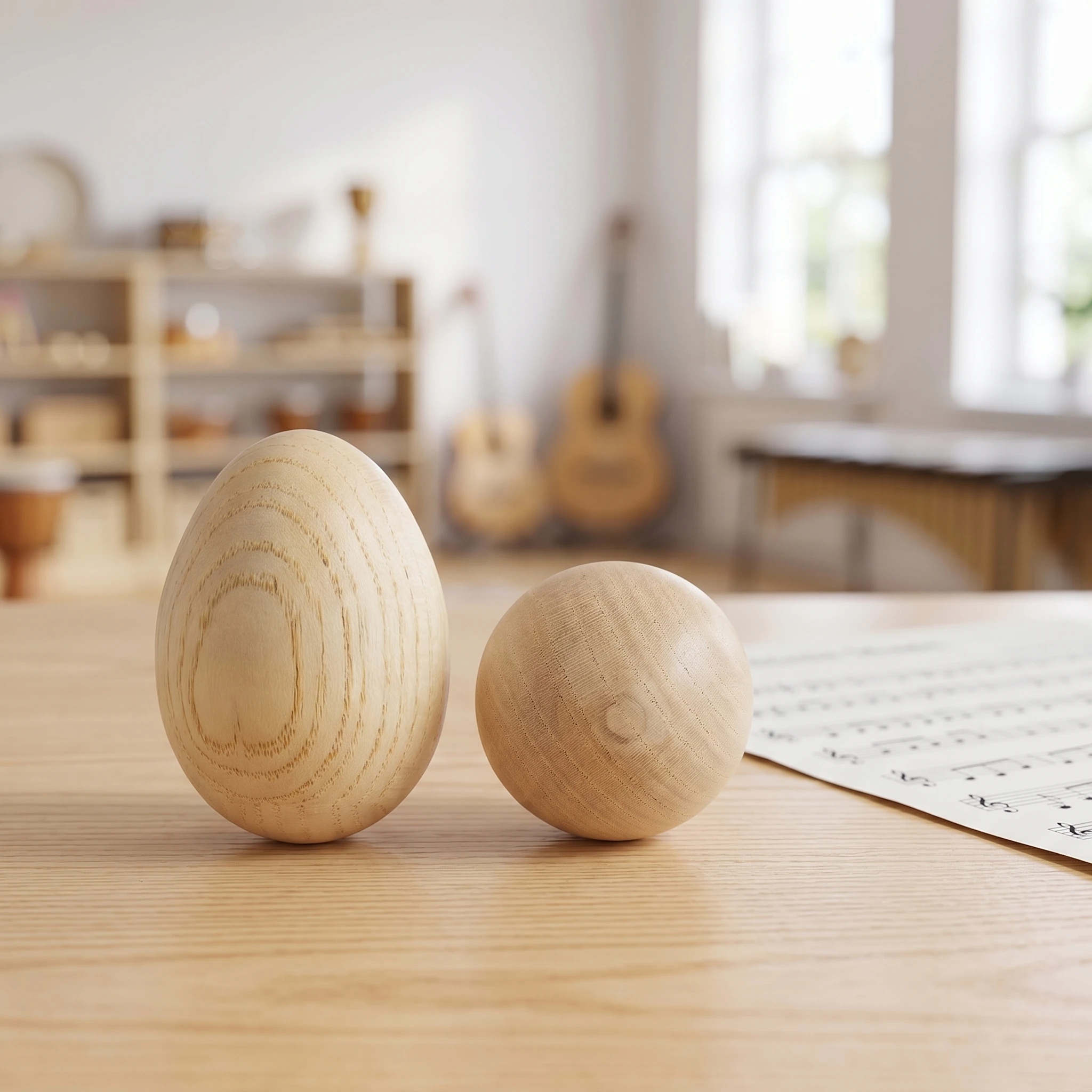 Miwayer 2Pcs Wooden Hand Shake Maracas, Beige Egg Shakers Professional Musical Percussion Gear