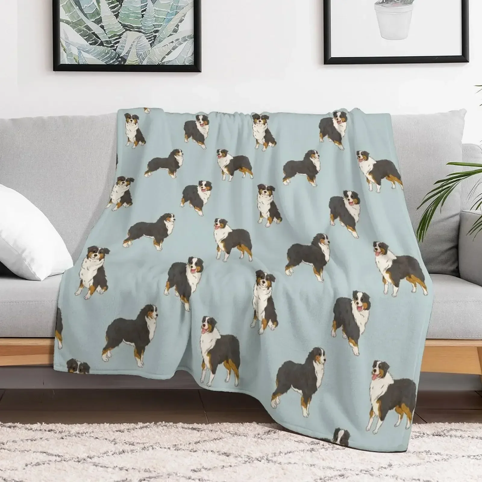 Black Tri Australian Shepherd Aussie Dog Throw Blanket Retros Sofa Quilt Blankets