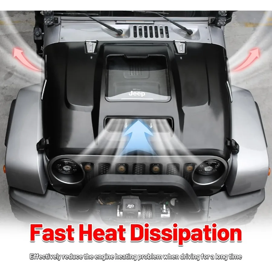 

Replacement Hood Vented Heat Dispersion for 20072018 Jeep Wrangler JK JKU Hood Upgrade
