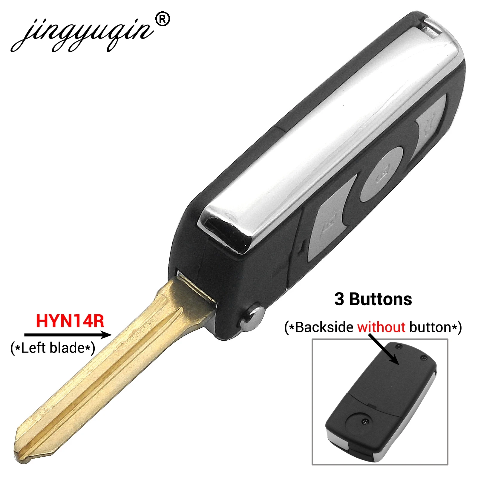 jinyuqin 3/4 Button Modified Flip Remote Car Key Shell Case for Kia Hyundai Elantra Sonata Genesis Santa Fe Accent Coupe Tucson