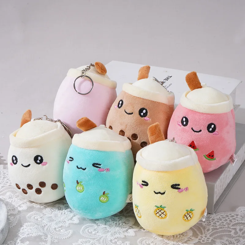 Kawaii Tazza di tè al latte Bambola carina Piccolo ciondolo Simulazione Tè al latte Schlüsselanhänger Peluche che respira Portachiavi per auto Regalo di Natale