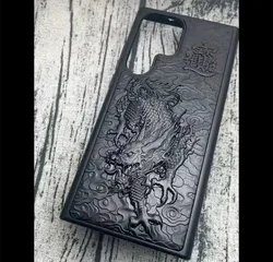 Luxury Stereo Carved Ebony Phone Case for Samsung Galaxy S24 S23 Ultra Shell for Samsung S24 Ultra Wood Silicone Phone Cover