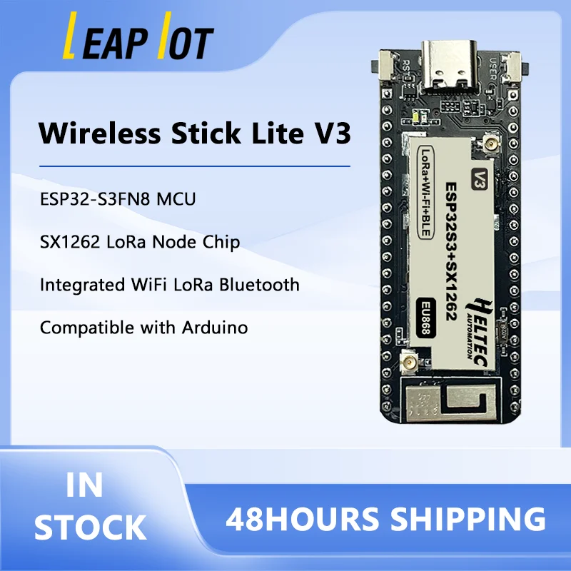 

Heltec Wireless Stick Lite V3 ESP32 SX1262 Chip Type-C USB LoRa Meshtastic Dev-board Kit Support Bluetooth WiFi LoRa Connections