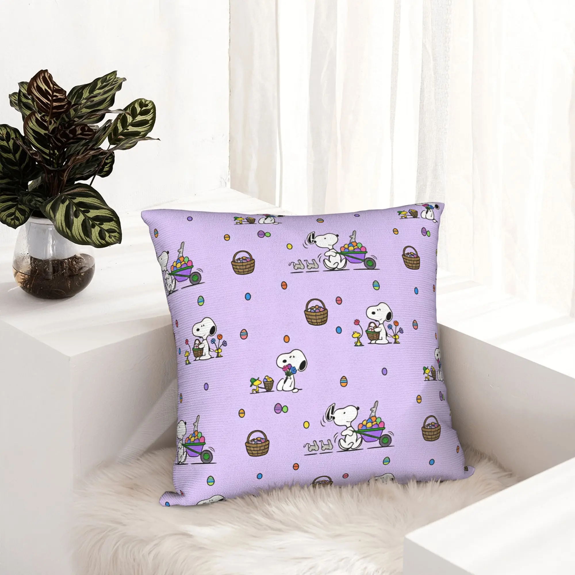 Nordic Snoopy Woodstock Easter Eggs Cushion Cover Soft  Throw Pillow Case Home Decor - view 6