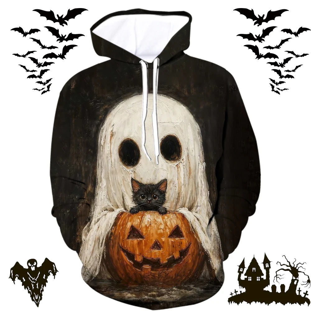 

New Fashion 3D Terror Pumpkin Prints Hoodie For Men Autumn Winter Casual Comfortabel Halloween Element Sweatshirt Streetwear Top