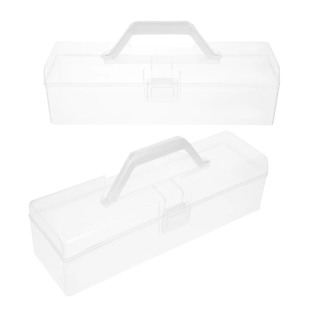 

2 Pcs Transparent Portable Storage Box for Artist Watercolor Student Paint Brush Case Holder Tool Box Daily Storage Supplies
