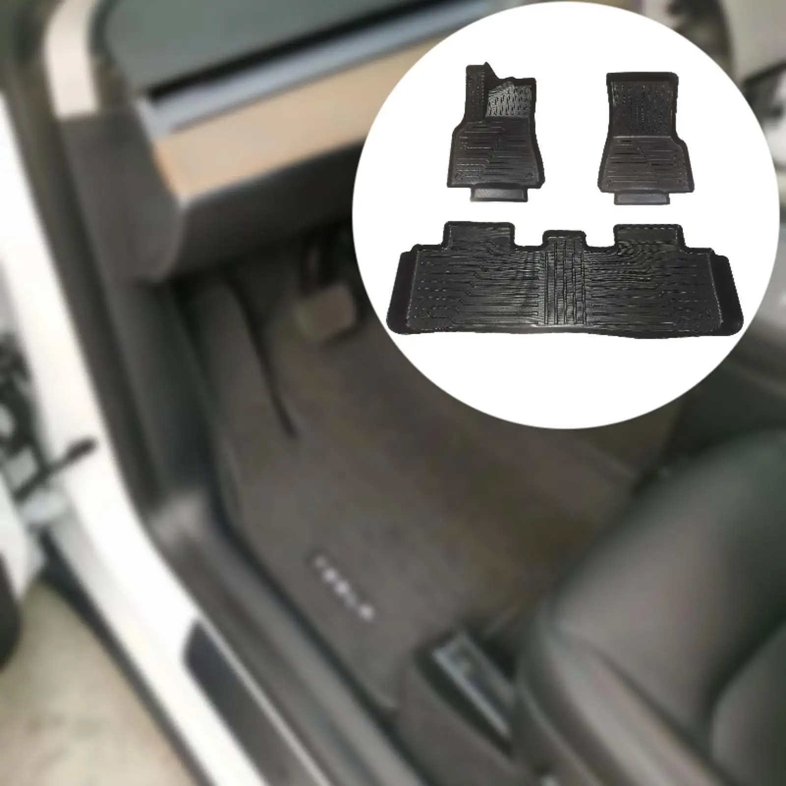

Set of 3 Pieces Floor Mats Front and Rear for Tesla Model Y 2019-2024