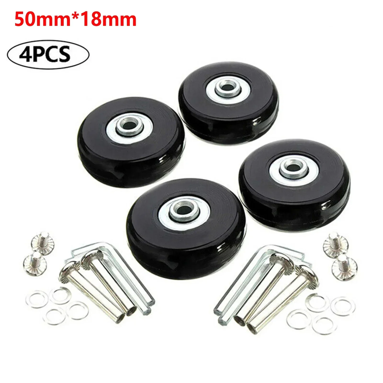 High Performance Luggage Replacement Wheels 4 Pcs Rubber Suitcase Repair Standard 6mm Bearing ID Tools for Easy Setup