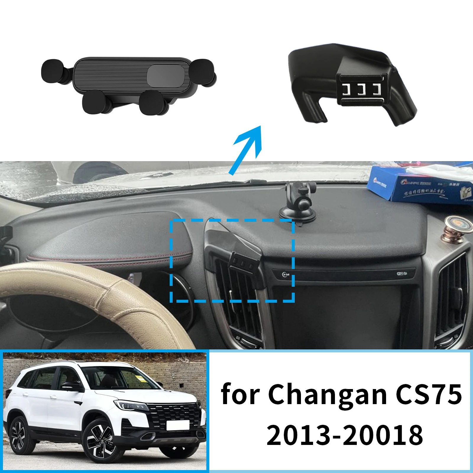 

​​fit for Changan CS75 2013~2018 Stable Clip-On Phone Holder​​ Mount Screen Base No Vibration​ Car accessoires
