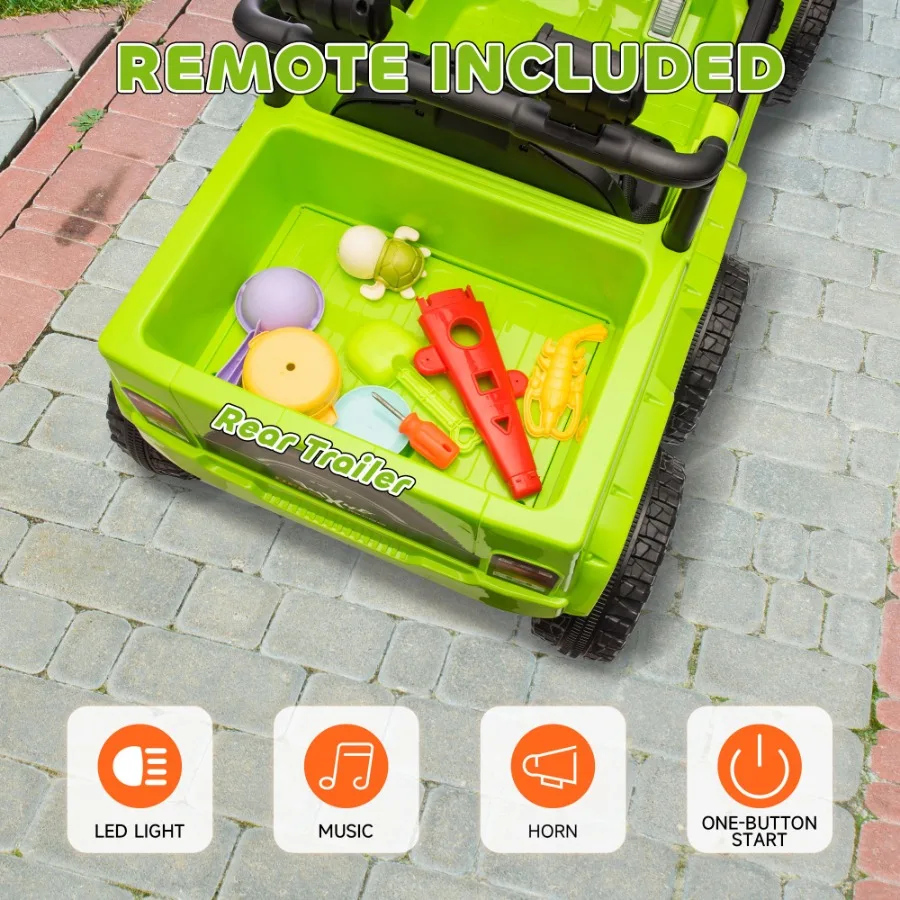 Qaba 12V 4x4 camion avec remorque arrière 2WD 4WD voiture électrique commutable avec système de Suspension à ressort télécommandé Parent