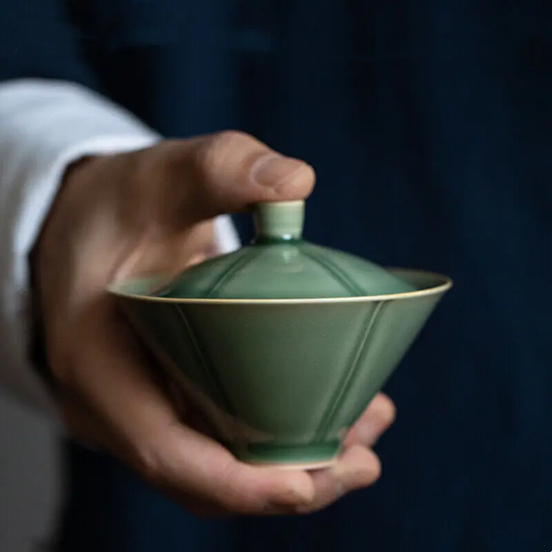 

Мини 90 мл фарфоровый гавань Celadon для чая, твердая зеленая сундук с крышкой, чайная посуда