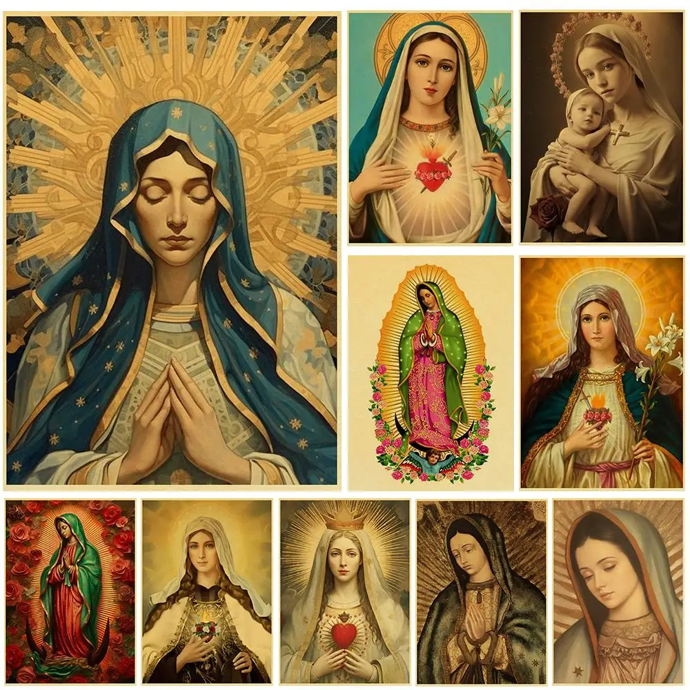 Our Lady Of Guadalupe Virgin Posters Nostalgia Kraft Paper Poster Art Picture Decoration Living Room Home Collection Wall Decal