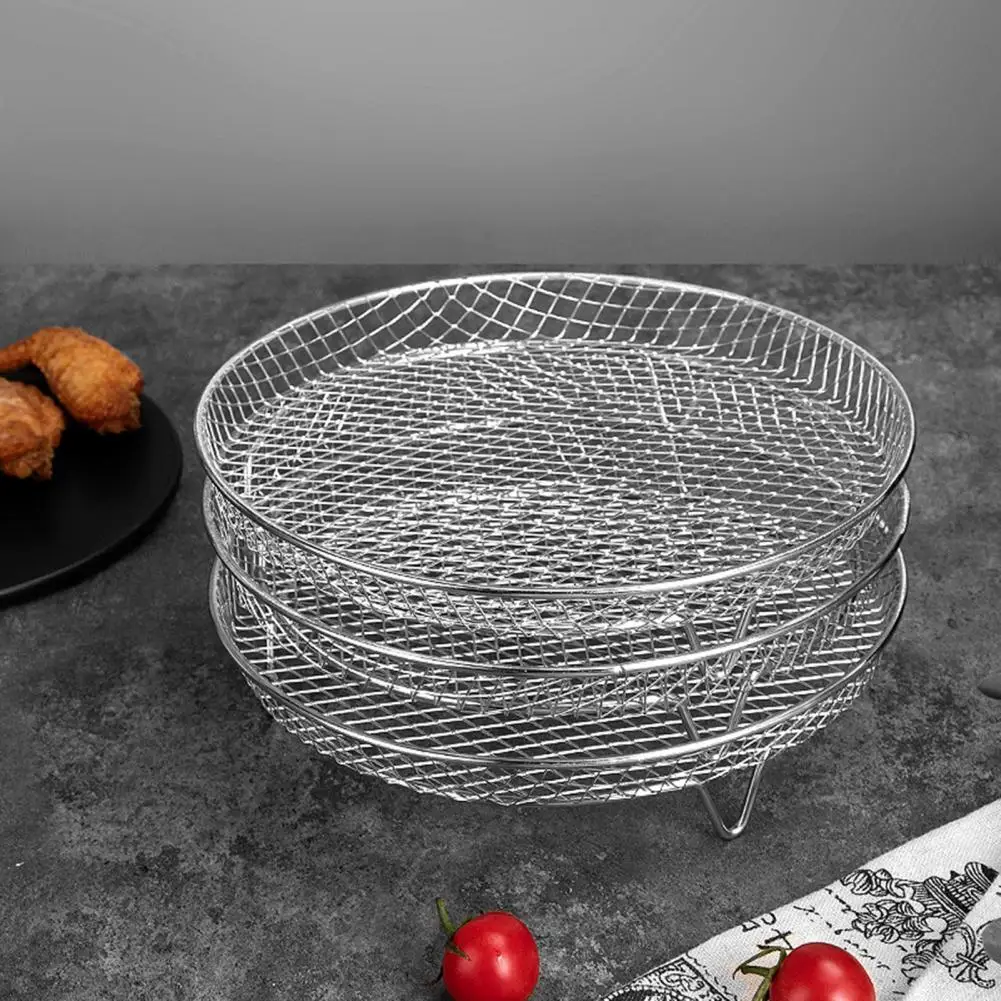 

Durable Air Fryer Rack Stainless Steel Air Fryer Rack Set for Oven Microwave Baking 3 Stackable for Roasting for Dehydrating