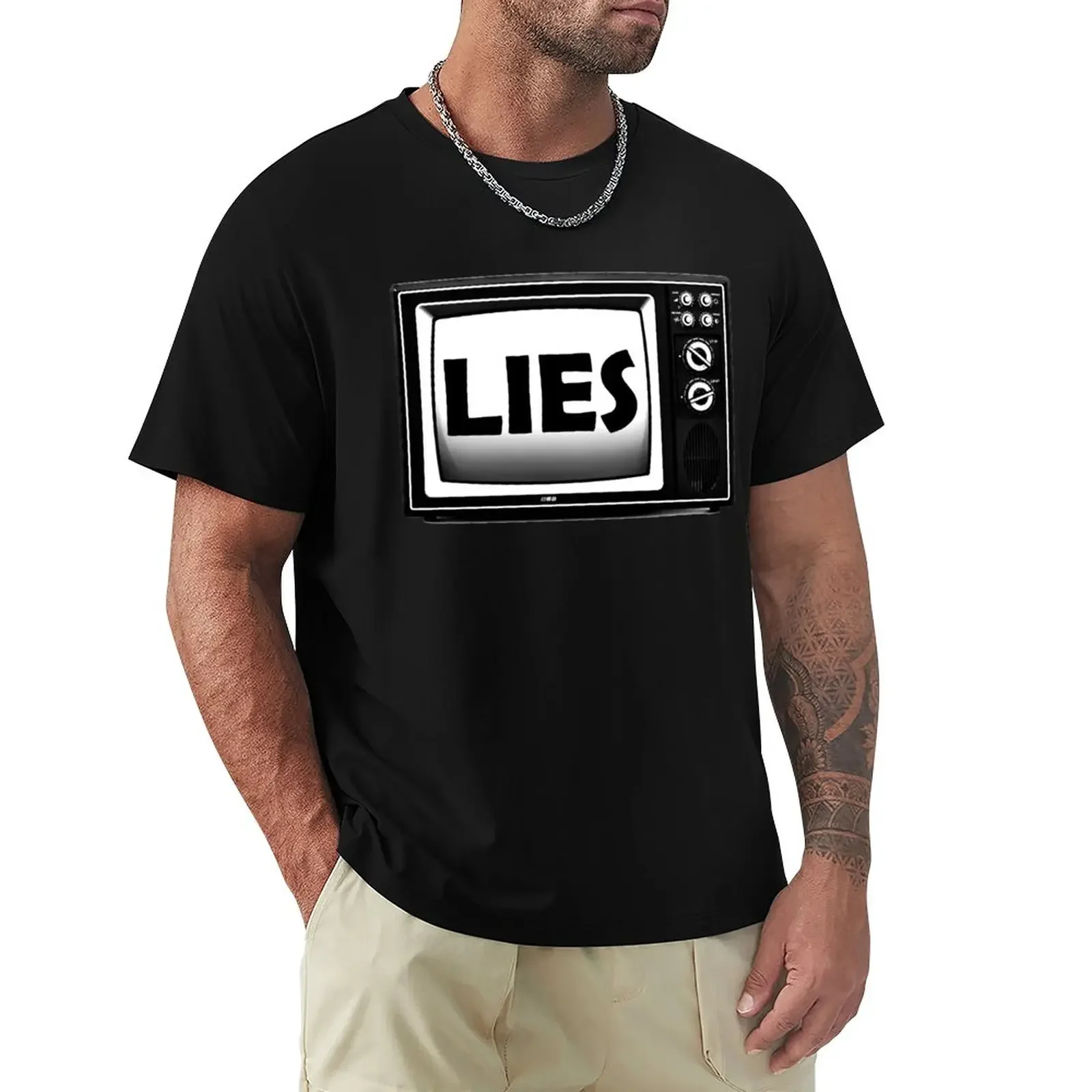 

TV Lies-ложные новости, the media is lying, футболка, блузка, свободная футболка, черные футболки для мужчин
