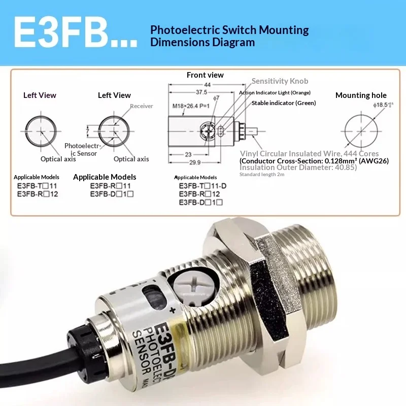 For omron photoelectric switch e3fb-dn12 npn diffuse reflection type 0.3m sensor