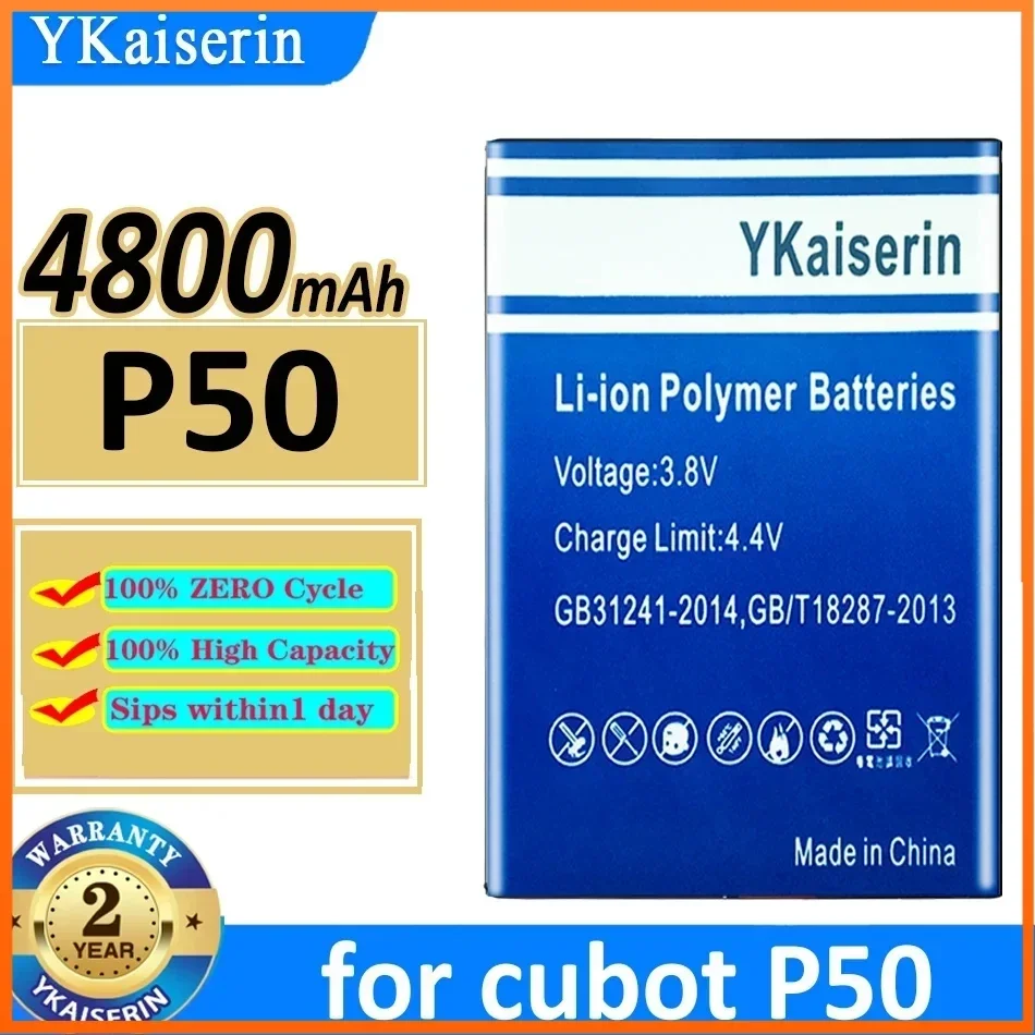 

YKaiserin P 50 (J9) 4800mAh Battery for Cubot P50 High Capacity Batterie Bateria Warranty 2 Years + Track Code